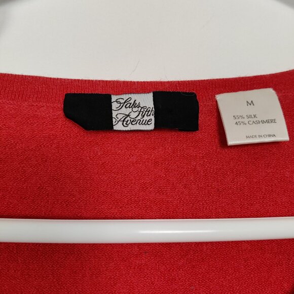 Saks Fifth Avenue Women's Sweater Size M Peach Color Silk Cashmere Casual Office - Picture 2 of 6